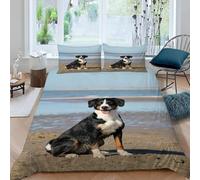 Set Copripiumino Singolo 150x200 cm Cane da Montagna Dell'entlebucher Biancheria da Letto Spiaggia in Morbido Microfibra 3 Pezzi 1 Copripiumino e 2 Federe 50x80 cm con Cerniera T.1922
