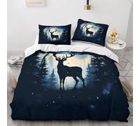 Set Copripiumino Singolo 150x200 cm Cervo Set di Biancheria da Letto Cervo Sika in Morbido Microfibra Stampa 3D Copripiumini con Chiusura a Cerniera e 2 Federe y.2