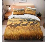 Set Copripiumino Singolo 150x200 cm Cervo Sika Set di Biancheria da Letto in Microfibra Montuoso 3D Copripiumini Giallo con Chiusura a Cerniera e 2 Federe 50x80 cm G.594