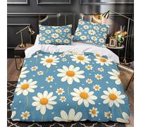 Set Copripiumino Singolo 150x200 cm Crisantemo Set di Biancheria da Letto Campi Rurali in Morbido Microfibra Stampa 3D Copripiumini con Chiusura a Cerniera e 2 Federe 50x80 cm c.1172
