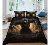 Set Copripiumino Singolo 150x200 cm Gorilla Stampa 3D Biancheria da Letto Primati Morbida in Microfibra 3 Pezzi 1 Copripiumino e 2 Federe con Cerniera 3000.D