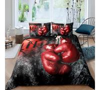 Set Copripiumino Singolo 150x200 cm Guantoni da Boxe Biancheria da Letto Incontro di Boxe in Morbido Microfibra 3 Pezzi 1 Copripiumino e 2 Federe 50x80 cm con Cerniera w.925