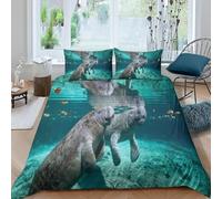 Set Copripiumino Singolo 150x200 cm Lamantino Biancheria da Letto Mammiferi in Morbido Microfibra 3 Pezzi 1 Copripiumino e 2 Federe 50x80 cm con Cerniera DE.1184