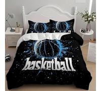 Set Copripiumino Singolo 155x220 cm Pallacanestro Biancheria da Letto Arte Astratta in Morbido Microfibra 3 Pezzi 1 Copripiumino e 2 Federe 50x80 cm con Cerniera Z.159