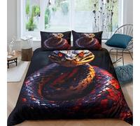 Set Copripiumino Singolo 155x220 cm Pitone Biancheria da Letto Rettili in Morbido Microfibra 3 Pezzi 1 Copripiumino e 2 Federe 50x80 cm con Cerniera A/543