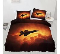 Set Copripiumino Singolo Aerei da Combattimento 3D Biancheria da Letto Tema Militare 3 Pezzi Morbida Microfibra Copripiumino 155 x 200 cm Copripiumini con Cerniere e 2 Federe ab_1467