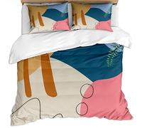 Set Copripiumino Singolo Bambini 150X200Cm 3 Pezzi Set Motivo Blocchi Di Colore, Piante Verdi, Linee Geometriche E Semplici 3D Set Di Biancheria Da Letto Natalizia In Microfibra Con Chiusura A Cern