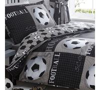Set copripiumino e federa per letto singolo Shoot Football in poliestere-cotone, grigio