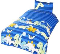 Dinosauri Set Copripiumino Singolo Ragazzi Biancheria da Letto Blu