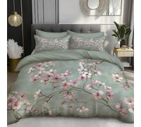 Set copripiumino Singolo con Fiori di ciliegio rosa, in morbida microfibra, copripiumino 155x220 cm, 2 pezzi, con federa Minimalismo set copripiumino con chiusura lampo, Verde