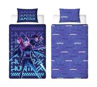 Set copripiumino singolo con licenza ufficiale K Pop Demon Hunters | Design Huntrix Power | Biancheria da letto reversibile su entrambi i lati con federa coordinata