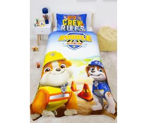 Set copripiumino singolo con licenza ufficiale Paw Patrol Rubble and Crew | Biancheria da letto reversibile per cani a due lati, inclusa federa coordinata | Perfetto per la camera dei bambini