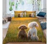 Set Copripiumino Singolo con Stampa 3D Cane da Compagnia 135x200 cm in Microfibra - 2 Pezzi (1 Copripiumino con Cerniera + 1 Federa 50x80 cm), Biancheria da Letto Colorata e Facile da Pulire C-1339