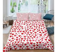 Set Copripiumino Singolo Cuore Ad Acquerello Biancheria da letto Tema Romantico in Morbida Microfibra 3D Parure Copripiumino 135x200 cm con Cerniera e 2 Federe 50x80 cm L.1618