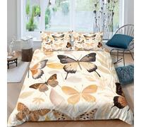 Set Copripiumino Singolo Farfalla Biancheria da letto Stile Retrò in Morbida Microfibra 3D Parure Copripiumino 155x200 cm con Cerniera e 2 Federe 50x80 cm M.1892