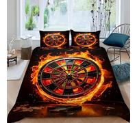 Set Copripiumino Singolo Fiamma, Set di Biancheria da Letto Tabellone Segnapunti in Morbida Microfibra Stampa 3D, Copripiumino 135x200 con Cerniera 2 Federe 50x80 cm A-534