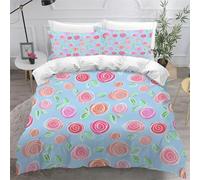 Set Copripiumino Singolo Fiori e Foglie Biancheria da letto Blu in Morbida Microfibra 3D Parure Copripiumino 135x200 cm con Cerniera e 2 Federe 50x80 cm C.1928