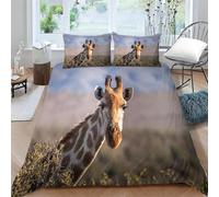 Set Copripiumino Singolo Giraffa, Copripiumino Reversibile Stile Giungla in Morbida Microfibra Stampato 3D, Biancheria da Letto 140x200 Animali 2 Pezzi con Federe k115