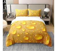 Set Copripiumino Singolo Gocce D'acqua, Biancheria da Letto Giallo in Morbida Microfibra 3D Copri piumino 135x200 con Cerniera e 2 Federe 50x80 cm B-3901