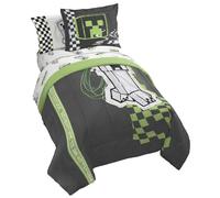 Set copripiumino singolo Jay Franco Minecraft Creeper - Biancheria da letto 5 pezzi con set di lenzuola e federe - Biancheria da letto super morb