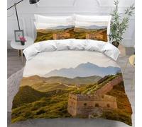 Set Copripiumino Singolo La Grande Muraglia Biancheria da letto Architettura Urbana in Morbida Microfibra 3D Parure Copripiumino 155x200 cm con Cerniera e 2 Federe 50x80 cm C.1497