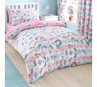 Set Copripiumino Singolo Magici Unicorni Blu Arcobaleni Stelle Sogni Ragazze