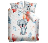 Set Copripiumino Singolo Matrimoniale 155x200 cm Cartone Animato Animale Koala Bianco Copripiumino con 2 Federa 50x80 cm in Poliestere Cotone, Set Biancheria da Letto Morbido Anallergico
