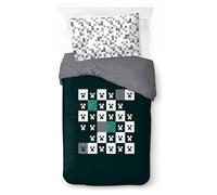 Set Copripiumino Singolo Minecraft Creeper a Scacchi 100% Cotone - Biancheria da Letto - Include Copricuscini 50 x 70 cm