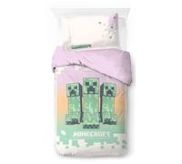 Set Copripiumino Singolo Minecraft Desert Creeper 100% Cotone - Biancheria da Letto - Include Federa per cuscino 50 x 70 cm