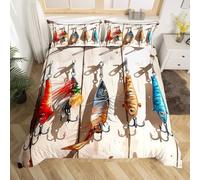 Set Copripiumino Singolo Modello Barracuda Biancheria da letto Pesca e Caccia in Morbida Microfibra 3D Parure Copripiumino 155x200 cm con Cerniera e 2 Federe 50x80 cm H.1095