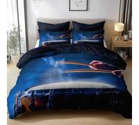 Set Copripiumino Singolo Musica Rock, Set di Biancheria da Letto Tamburi in Morbida Microfibra Stampa 3D, Copripiumino 150x200 con Cerniera e 2 Federe 50x80 cm D-1656