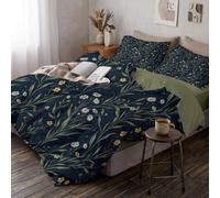 Set Copripiumino Singolo Notte Buia Vento Stellato in Microfibra Parure Copri Piumino Stella Margherita Sacco Piumone 135x200cm Set di Biancheria da Letto Morbida con 1 federe da 50 x 80 cm