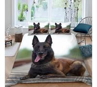 Set Copripiumino Singolo Pastore Tedesco 3D Biancheria da Letto Cani Domestici 3 Pezzi Morbida Microfibra Copripiumino 135 x 200 cm Copripiumini con Cerniere e 2 Federe a-1760