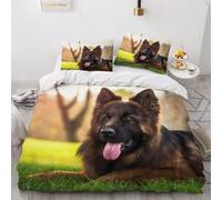 Set Copripiumino Singolo Pastore Tedesco, Set di Biancheria da Letto Cane Animale in Morbida Microfibra Stampa 3D, Copripiumino 140x200 con Cerniera 2 Federe 50x80 cm A-2012