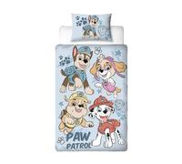 Paw Patrol Set copripiumino singolo con licenza ufficiale, design schizzato | biancheria da letto reversibile per cani su 2 lati con federa coordinata | perfetto per la camera dei bambini | in