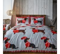 Bassotto Set Copripiumino Singolo Natale Maglione Fiocchi di Neve Bassotto Letto