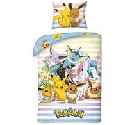 Set Copripiumino Singolo Pokemon 2-in-1 Design Letto Pikachu Eevee 100% Cotone