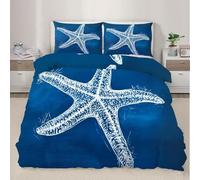 Set Copripiumino Singolo Stella Marina Blu 3D Biancheria da Letto Tema Oceano 3 Pezzi Morbida Microfibra Copripiumino 155 x 200 cm Copripiumini con Cerniere e 2 Federe ab_1137