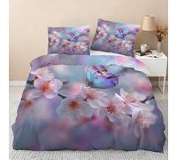 Set Copripiumino Singolo Stella Marina Blu Corallo 3D Biancheria da Letto Farfalle Viola 3 Pezzi Morbida Microfibra Copripiumino 155 x 200 cm Copripiumini con Cerniere e 2 Federe ab_1131