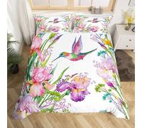 Set Copripiumino Singolo Uccelli Tropicali Biancheria da letto Iris Romantico in Morbida Microfibra 3D Parure Copripiumino 135x200 cm con Cerniera e 2 Federe 50x80 cm F.92