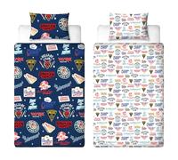 Set copripiumino singolo ufficiale Stranger Things, design gorgone, reversibile, facile da pulire, set copripiumino su 2 lati con federa abbinata, stampa multicolore con logo Hellfire Club, Hawkins
