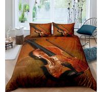 Set Copripiumino Singolo Violino, Copripiumino Reversibile Musica in Morbida Microfibra Stampato 3D, Biancheria da Letto 140x200 Strumenti Musicali 2 Pezzi con Federe b3085