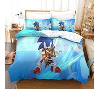 Set Copripiumino Sonic Vs Mario Stampa Set Di Biancheria Da Letto Super Morbido E Traspirante Microfibra Per Bambini E Adulti Copripiumino Set Con Chiusura Lampo E Federa Matrimoniale 200x200 cm
