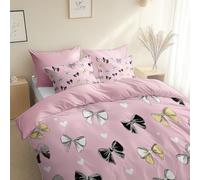 Set Copripiumino Stile Cartone Animato Motivo A Farfalla Parure Copripiumino 4 Stagioni 150 x 220 cm con 2 Federe 50 x 80 cm con chiusura lampo, Anallergico, Rosa