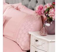 Everdean Floreale Misura Super King Set Copripiumino Ricamato - Rosa Cipria