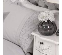 Everdean Floreale Misura Super King Set Copripiumino Ricamato - Grigio