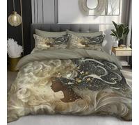 Set Copripiumino Tema fantasy Copripiumino Una Piazza e Mezza 260x220cm Bella donna con 2 Federa 50x75 cm Completo Sacco Parure Letto oro