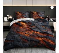 Set Copripiumino Texture Di Lava Fiammeggiante Matrimoniale 3 Pezzi in Microfibra, Copripiumino 200x200 cm Parure Biancheria da Letto Grigio Scuro per Adulti, Bambini e Adolescenti