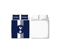 CHARACTER WORLD Tottenham Hotspur FC, set copripiumino matrimoniale con motivo geometrico, reversibile, blu su 2 lati, prodotto ufficiale, con federe coordinate