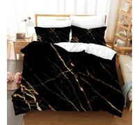 Set copripiumino trama marmo dorato nero 3D set biancheria da letto federe 64